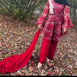 Maroon/ burgundy pakistani peplum dress